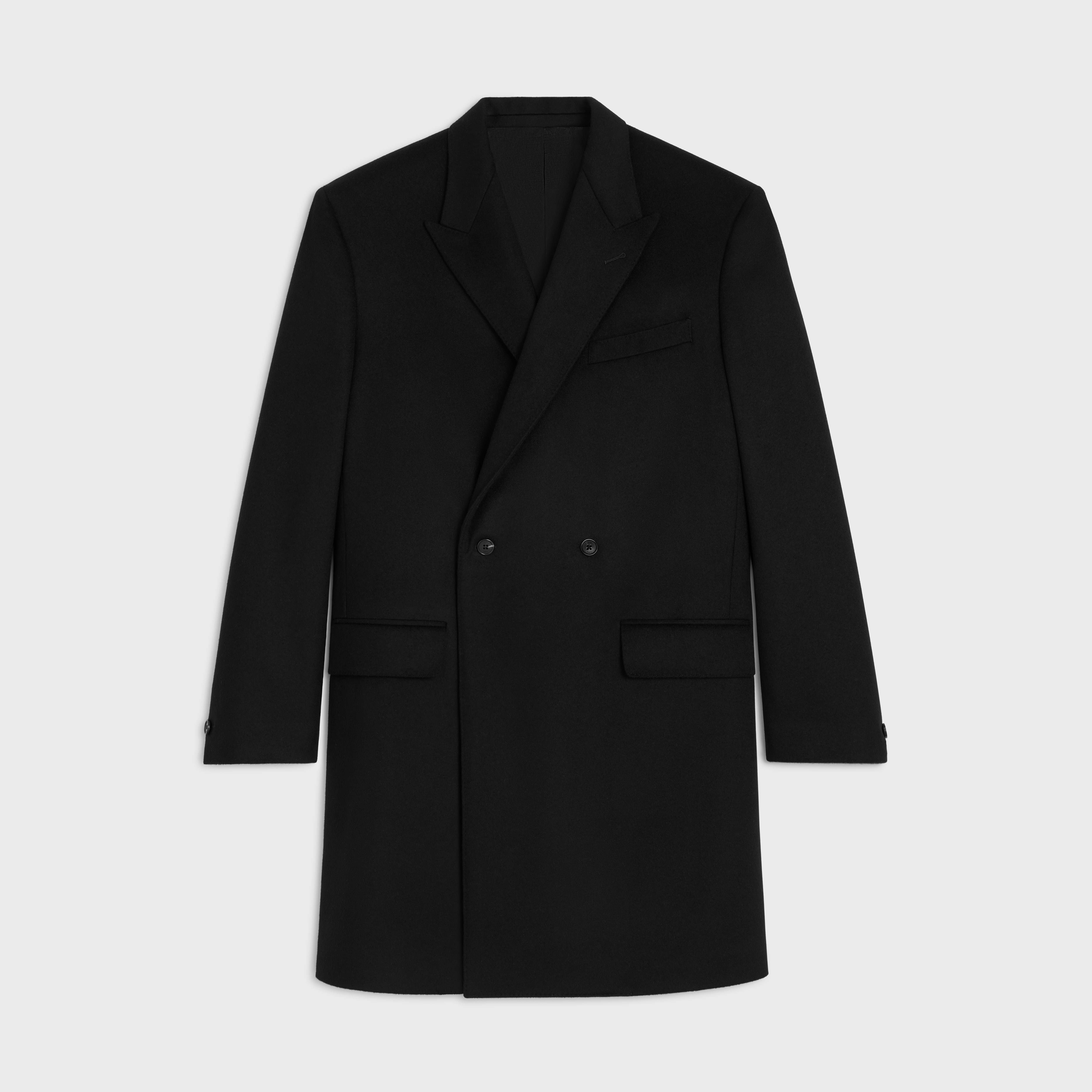 CELINE アイボリー ダブルブレストコート 38 ダブルブレストコート / ウールクロス - ブラック | CELINE